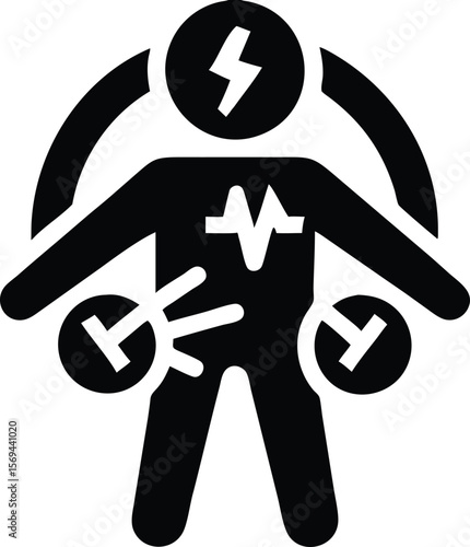 Human body with electrical energy icon
