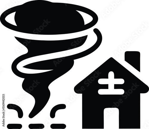 Tornado threatening a house icon