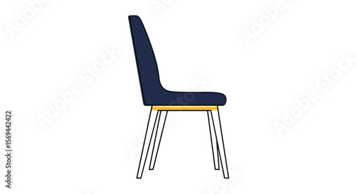 Modern minimalist upholstered dining chair with elegant thin metal legs and comfortable seat for home and office use