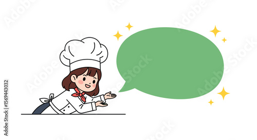 Cute chef character introducing delicious recipes and culinary tips for food lovers worldwide