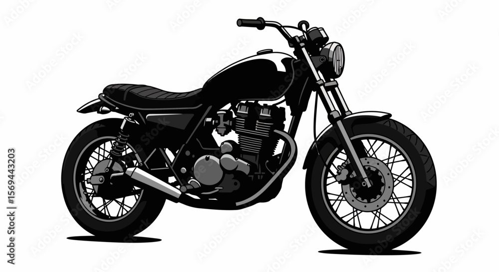 Fototapeta premium Classic Black Motorcycle in Monochrome Style