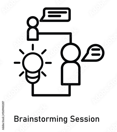 Brainstorming Session Icon – Creative Team Collaboration and Idea Generation Vector