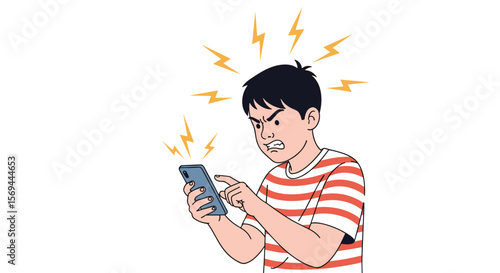 Young person experiences frustration while using mobile phone device