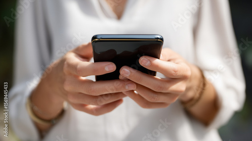 Hands Holding Smartphone App