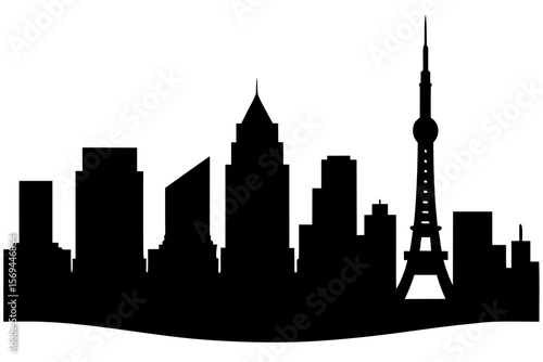 Vector art of silhouette of a NewYork city skyline