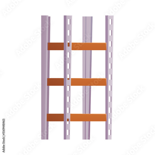 Storage rack vector flat icon, wardrobe metal closet with wooden shelves, furniture storage garage or basement furniture