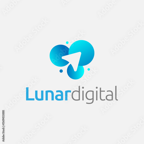 Modern logo for an e-learning or online education platform, featuring gradient blue circles and a paper plane, symbolizing knowledge, growth, and digital connectivity.