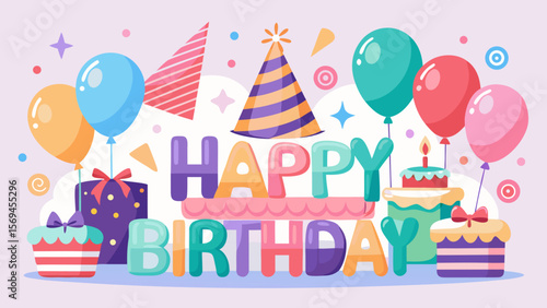 happy birthday card with balloons