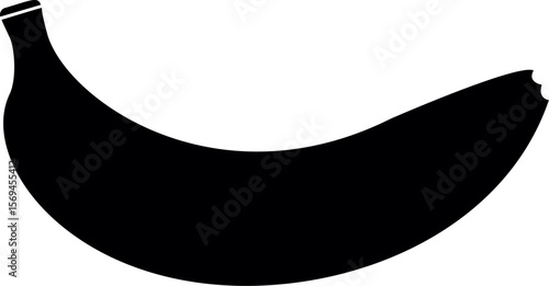 Single Banana silhouette on a white background. banana fruit silhouette, black banana vector, tropical fruit icon, bunch of bananas, sweet fruit shape, minimal fruit design