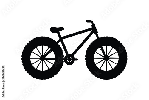 Black Silhouette of a Fat Bike with Oversized Tires