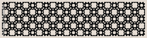 Seamless black and white mid century modern geometric pattern for banners, backgrounds, fabric design, home decor.