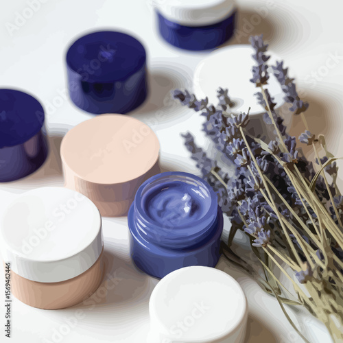 Lavender-Infused Skincare Creams in Elegant Jars