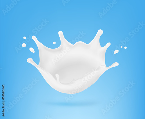 White crown splashes with drops. Vector illustration on blue background. Сan easily be used for different backgrounds. Great for your design. EPS10.