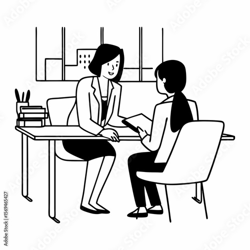 Caucasian businesswoman coach mentor consulting client intern