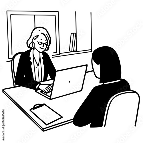 Caucasian businesswoman coach mentor consulting client intern