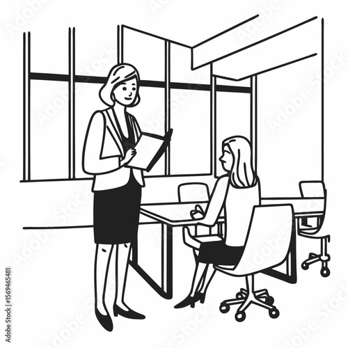 Caucasian businesswoman coach mentor consulting client intern