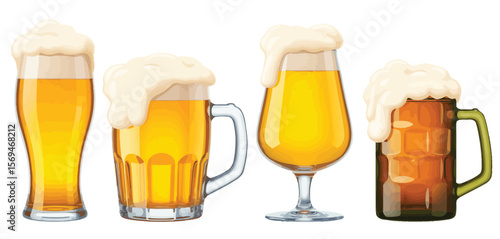 Different Types of Beer Glasses Filled With Beer