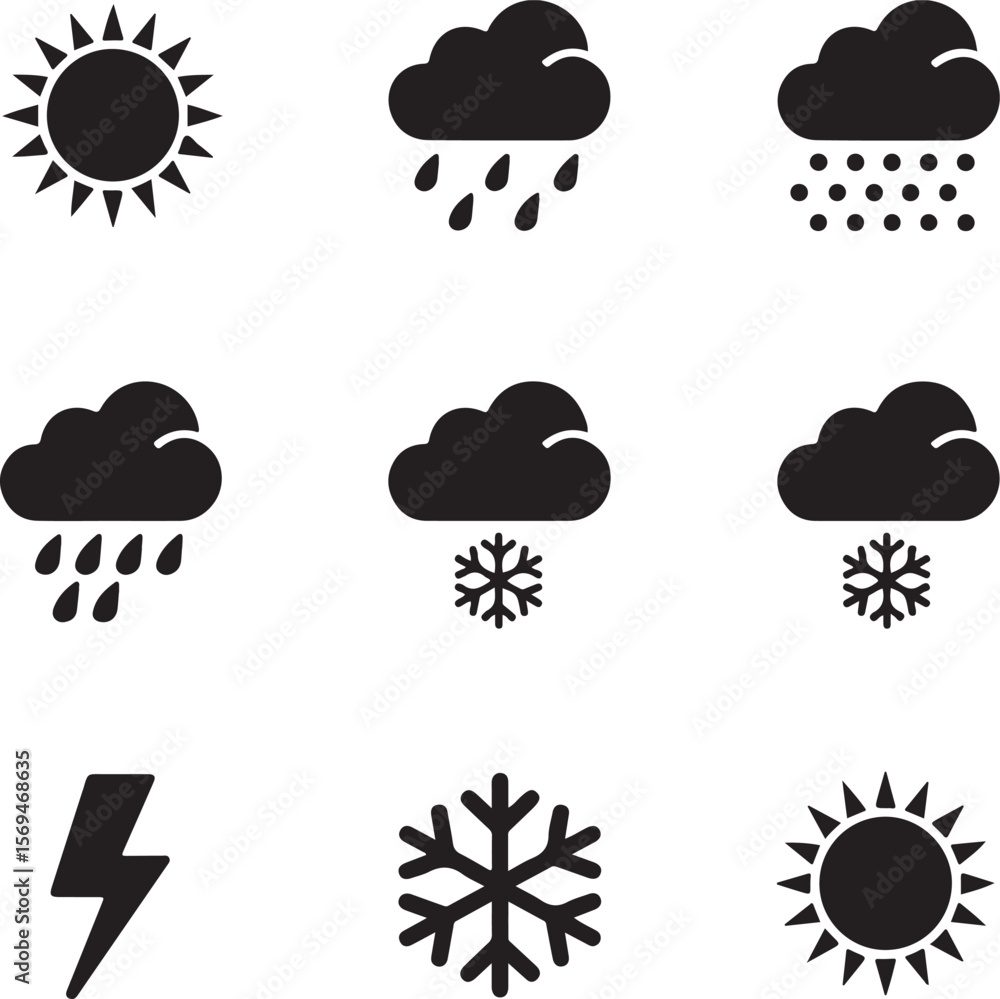 Clean Weather Icons | Sun, Cloud, Storm, Snow
Clean Weather Icons | Sun, Cloud, Storm, Snow