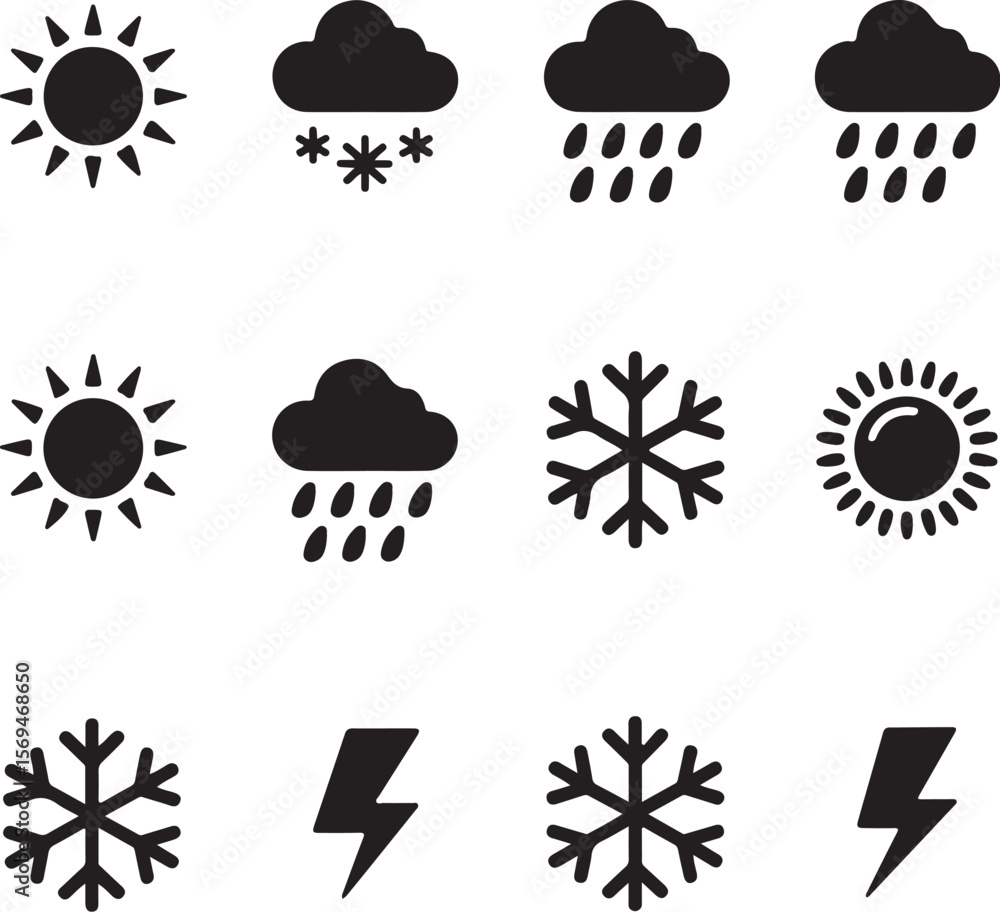 Clean Weather Icons | Sun, Cloud, Storm, Snow
Clean Weather Icons | Sun, Cloud, Storm, Snow