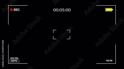 camera recorder screen overlay Video with transparent background, Recording camera screen interface with timer, Camera recording screen interface in 4k.