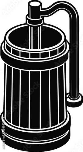 Bild auf Leinwand Vintage butter churn silhouette vector illustration
