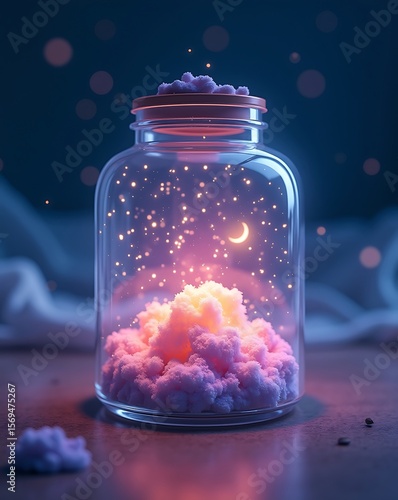 Dreamy night sky in a jar magical fantasy art celestial dreamscape scene