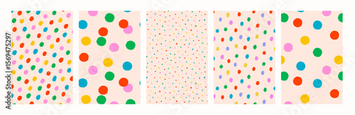 Colorful confetti dot seamless backgrounds. Seamless vector polka dot pattern...