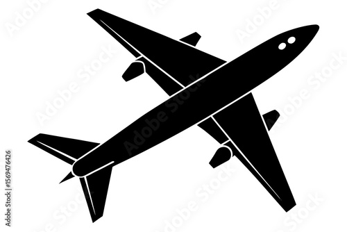 Vector art of silhouette of a  airplane ion white background