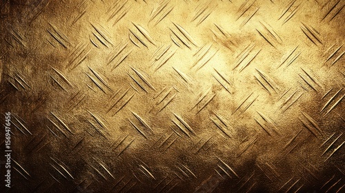 Textured metal surface with raised diagonal lines and aged golden tones