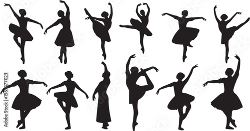 vector illustration of Ballet dancers performers