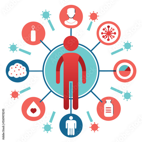 An illustrative conceptual depiction of human health influenced by viral infections and various medical factors