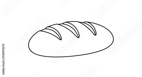Bread loaf hand-drawn black and white minimal illustration