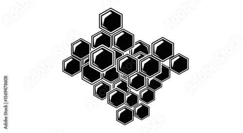  Honeycomb pattern hand-drawn black and white minimal illustration