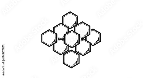 Honeycomb hand-drawn black and white minimal illustration