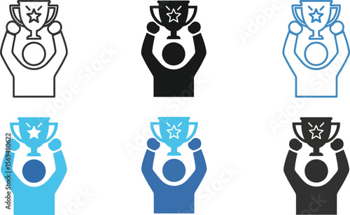 Trophy winner vector icons: achievement, success, and victory graphics