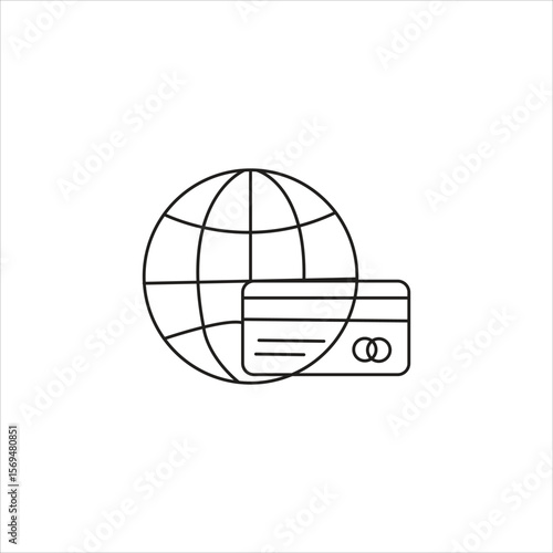 Line icon of globe with money coin indicating global economy international banking online finance worldwide investment and currency exchange concept