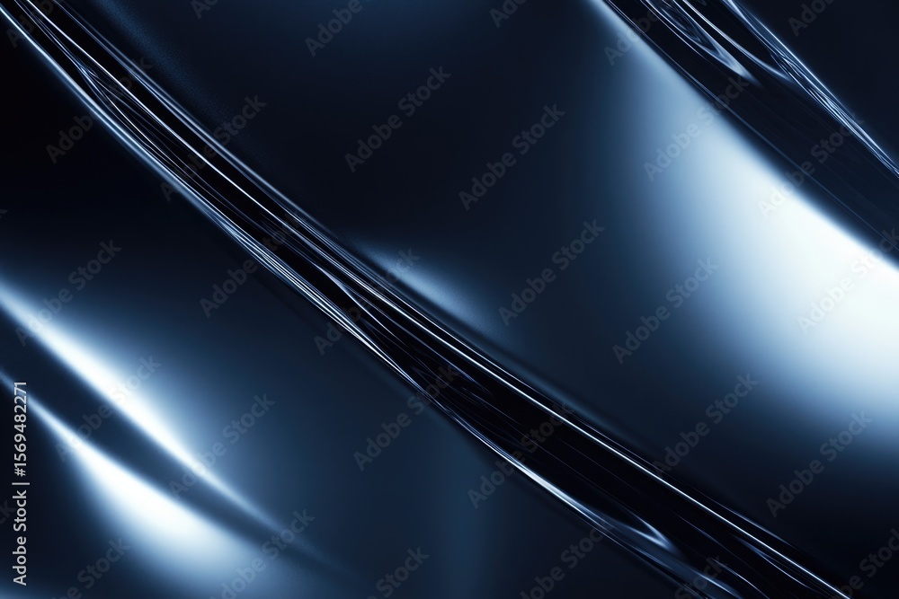 Obraz premium Abstract metallic surface with smooth shiny curves and reflections