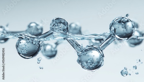 water molecules close-up of water14close up shot, light blue background, crystal clear14The upper half is clean and the lower part has several