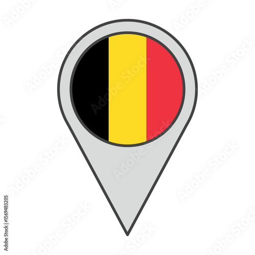 Free Download Vector illustration of a geolocation tag colored with the flag of Belgium - GFXLoad