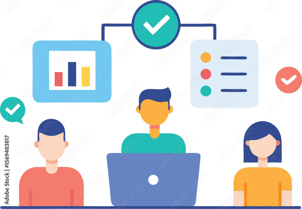 Fototapeta premium Business meeting with charts and lists collaboration teamwork