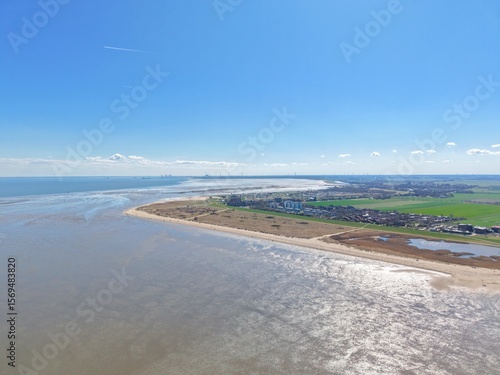 Wallpaper Mural Luftbild von Schillig am Nationalpark Wattenmeer, Jade-Weser-Port im Hintergrund, Horumersiel, Wangerland, Friesland, Ostfriesland, Niedersachsen, Deutschland Torontodigital.ca