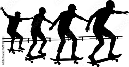 Skateboard, skateboarding  man  mountain, silhouette, 