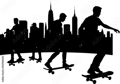 Skateboard, skateboarding  man  mountain, silhouette, 