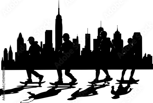 Skateboard, skateboarding  man  mountain, silhouette, 