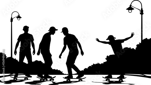 Skateboard, skateboarding  man  mountain, silhouette, 