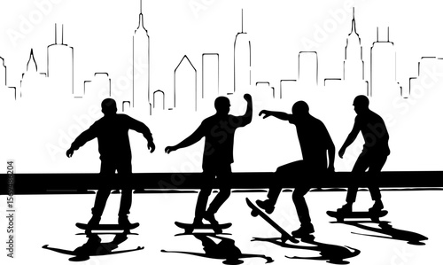 Skateboard, skateboarding  man  mountain, silhouette, 