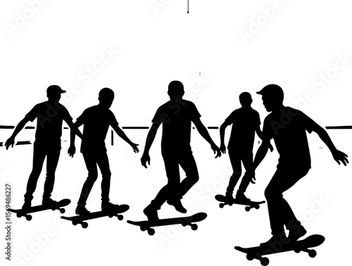 Skateboard, skateboarding  man  mountain, silhouette, 