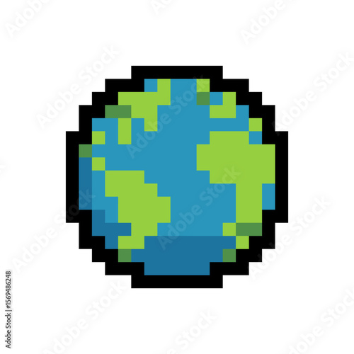 Pixel Art Earth Globe Icon