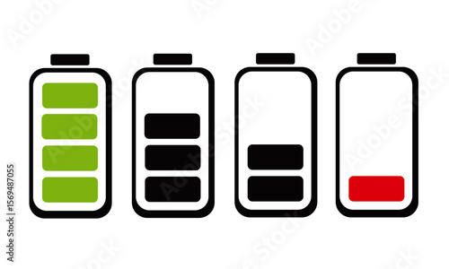 Four State Battery Indicator Level Icon Symbol Sign