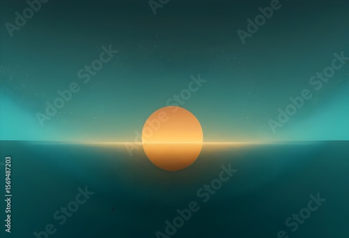 Glowing Abstract Sun Over Tranquil Sea